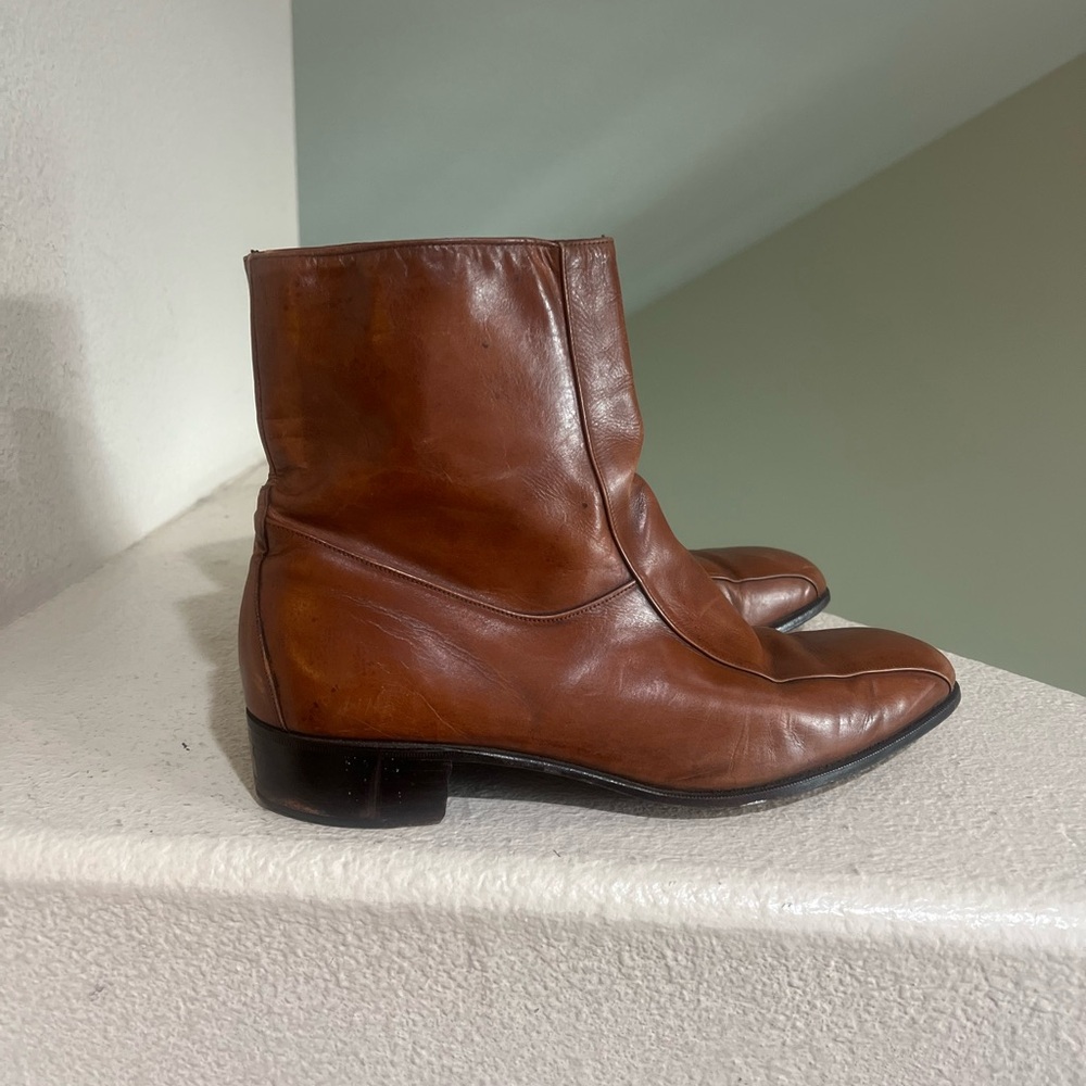 FLORSHEIM IMPERIAL VTG Men's Leather Classic Ankle Boots Sz 10.5 D Cognac